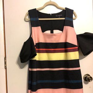 Multicolored Striped Neoprene Dress